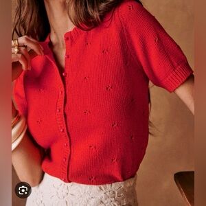 Sezane Red Button Down Shirt